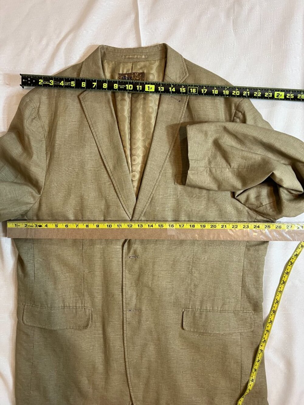 Men's Linen Blend Blazer 3XLT Tan Khaki Slub Knit Sport Coat Big Tall Costal - Picture 12 of 13
